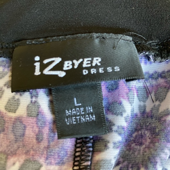 Purple Black & White Sleeveless V Neck Knee Length Dress sz L by IZ Buyer - Picture 5 of 6